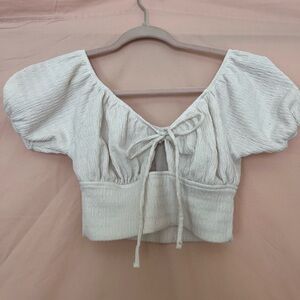 White Linen Cropped Blouse